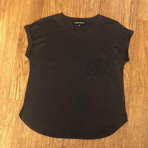 Catherine Malandrino Gray Short Rolled Sleeve Shirt with Pocket Size Medium - Picture 1 of 9